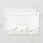 Save The Date Gorgeous Sage Line Art Wedding (Devant)