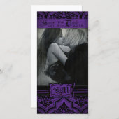 Save The Date Goth Purple et Black Damask Enregistrer la date (Devant / Derrière)