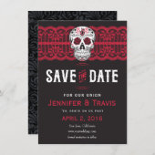 Save The Date Goth Skull Swirl & Lace Wedding Enregistrer les da (Devant / Derrière)
