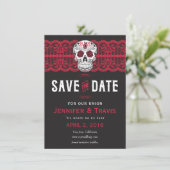 Save The Date Goth Skull Swirl & Lace Wedding Enregistrer les da (Debout devant)