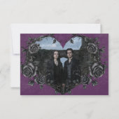Save The Date Gothic Black Raven & Roses Purple Photo Wedding (Dos)