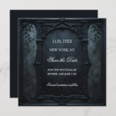 Save The Date Gothic Square Frame (Devant / Derrière)