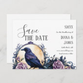 Save The Date Gothique Boho Floral Raven & Rose Handfasting (Devant / Derrière)