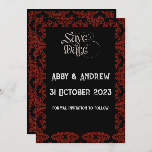 Save The Date Gothique Enregistrer la date Mariage Card - Texte (Devant / Derrière)