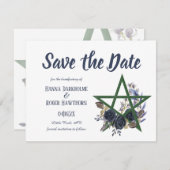 Save The Date Gothique Enregistrer la date | Wiccan Floral Handf (Devant / Derrière)