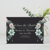 Save The Date Gothique Green Mint Floral Spider Web Handfasting (Debout devant)