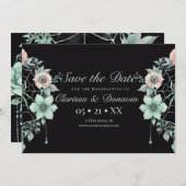 Save The Date Gothique Green Mint Floral Spider Web Handfasting (Devant / Derrière)