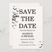 Save The Date Gothique Halloween Mariage de chauve-souris noire (Devant / Derrière)