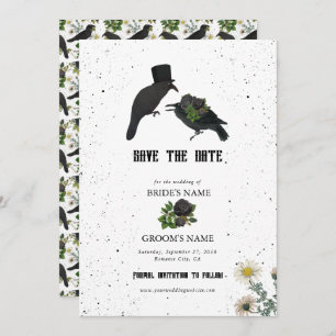 Save The Date Gothique Halloween noir Rose Corbeaux Mariage