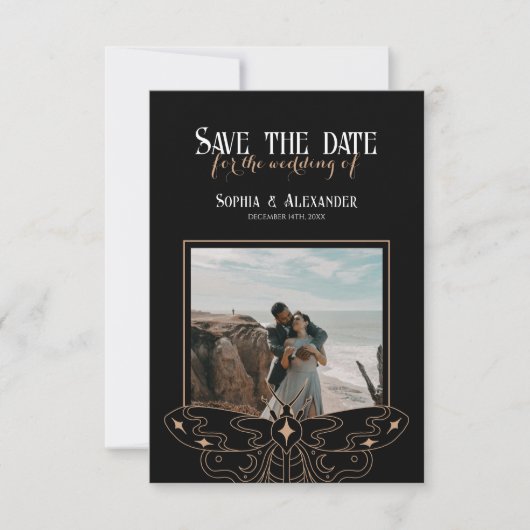 Save The Date Gothique Moody Black Mariage photo (Devant)