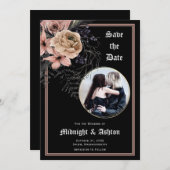 Save The Date Gothique Moody Floral Circle Photo Enregistrer la  (Devant / Derrière)