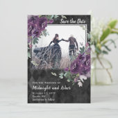 Save The Date Gothique Moody Purple Floral Eucalyptus (Debout devant)