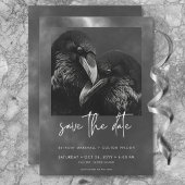 Save The Date Gothique noir & blanc corbeau Embrasser Mariage
