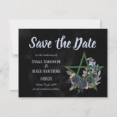 Save The Date Gothique noir floral Wicca Pentacle Enregistrer la (Devant)