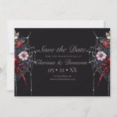 Save The Date Gothique Rouge & Noir Floral Spider Web Handfastin (Devant)