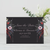Save The Date Gothique Rouge & Noir Floral Spider Web Handfastin (Debout devant)