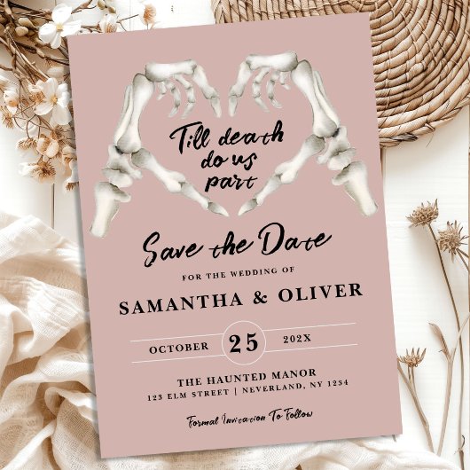 Save The Date Gothique Sauver La Date Dusty Rose Pink Heart Mari