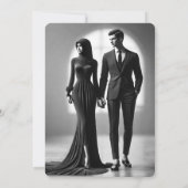 Save The Date Gothique Turquoise bleu gris floral photo Enregist (Dos)