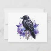 Save The Date Gothique Violet Diamant et Plumes Noires Manipulat (Dos)