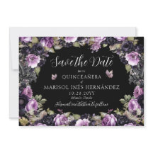 Gothique violet et noir Moody Florals Quinceañera