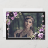 Save The Date Gothique violet et noir Moody Florals Quinceañera (Dos)