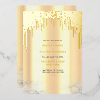 Save The Date Goud Glitter Drips