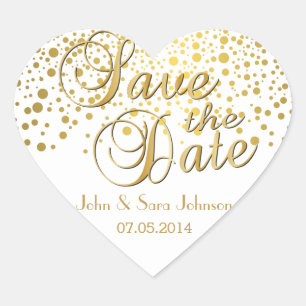 Save the date   Goud Stip   Personaliseren Hart Sticker