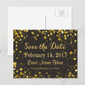 Save the date | Gouden Confetti Aankondigingskaart (Voorkant / Achterkant)