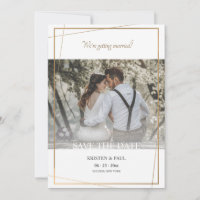 Save the Date Gouden Frame Foto Aankondiging