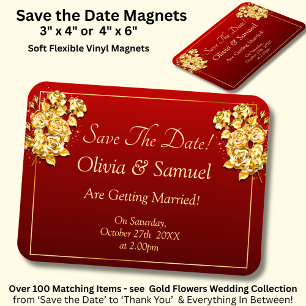 Save The Date - Gouden Rozen Paarsrode Vinyl Magneet