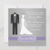 Save The Date Gown, tuxedo sur gris Enregistrer la date Invitati (Devant)