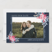 Save The Date Gracy Floral rose et Dusty Blue Mariage (Devant)
