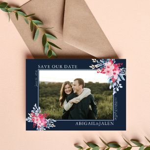 Save The Date Gracy Floral rose et Dusty Blue Mariage