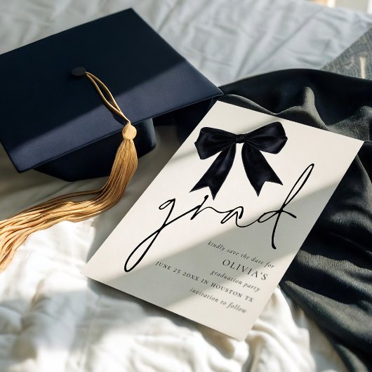 Save The Date Grad de graduation Black Bow Enregistrer la date
