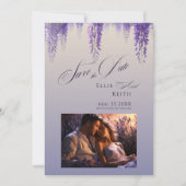 Save The Date Gradient Whimsical Violet Floral 2 Mariage photo (Devant)