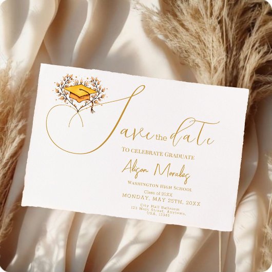 Save The Date Graduation 2025 Enregistrer la date Casquette Or