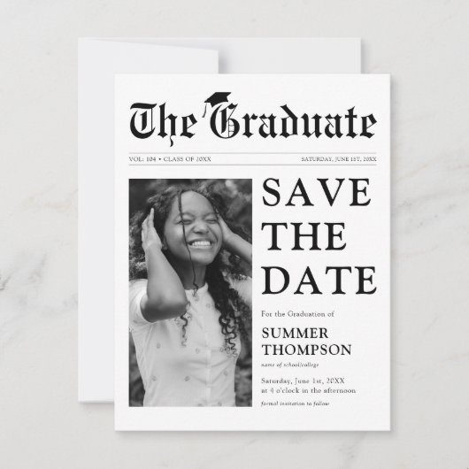 Save The Date Graduation De Journaux Enregistrer La Date Annonce (Devant)