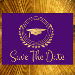 Save The Date Graduation Enregistrer La Date Casquette Gold Grad<br><div class="desc">J'aime concevoir des oeuvres d'art pour les diplômes. C'est moderne simple et élégant classique or et rouge couleur Enregistrer la carte d'annonce de la date. Texte de style moderne. Ajoutez votre propre message au verso des cartes donnant des détails à votre famille et vos amis pour enregistrer la date pour...</div>
