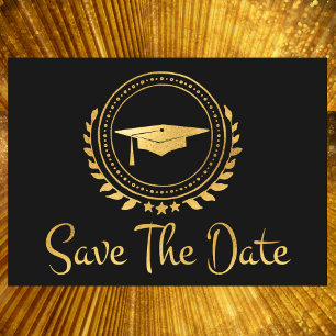 Save The Date Graduation Enregistrer La Date Emblem Or Grad Casq