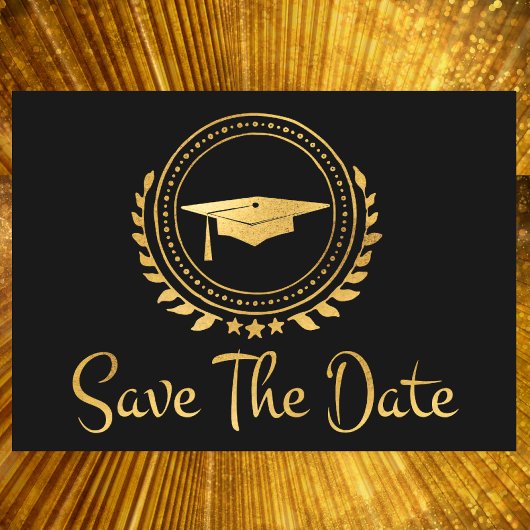 Save The Date Graduation Enregistrer La Date Emblem Or Grad Casq