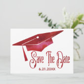 Save The Date Graduation Enregistrer La Date Simple Moderne Roug (Debout devant)