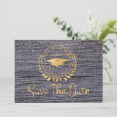 Save The Date Graduation Gris Moderne Économisez La Date Casquet (Debout devant)
