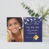 Save The Date Graduation party bleu blanc étoiles photo 2023 (Debout devant)