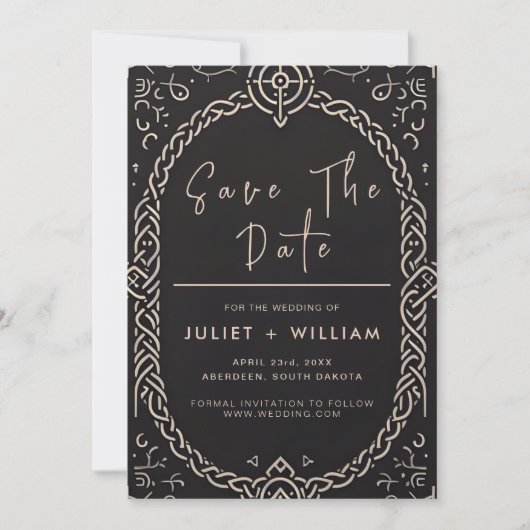 Save The Date Grand Celtic Nordeval Scroll Viking Mariage (Devant)