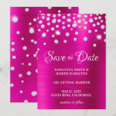 Save The Date Grand Confetti Diamant Hot Pink Ombre Foil (Devant / Derrière)