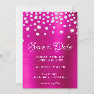 Save The Date Grand Confetti Diamant Hot Pink Ombre Foil