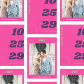 Save The Date Grand & Gras Date Rose Chaud Photo Mariage Retro  