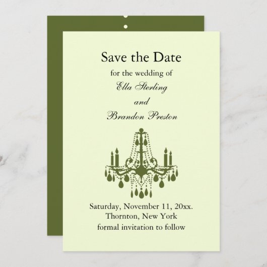 Save The Date Grand Salon de bal Enregistrer la date (vert) (Devant / Derrière)