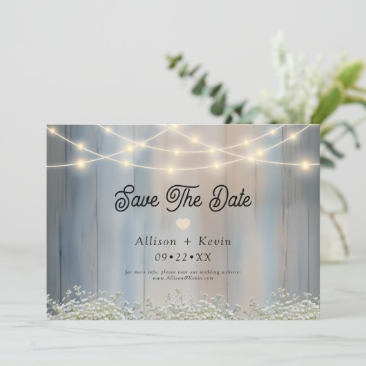 Save The Date Grange à Bois Rustique Horizontal Enregistrer la D (Debout devant)