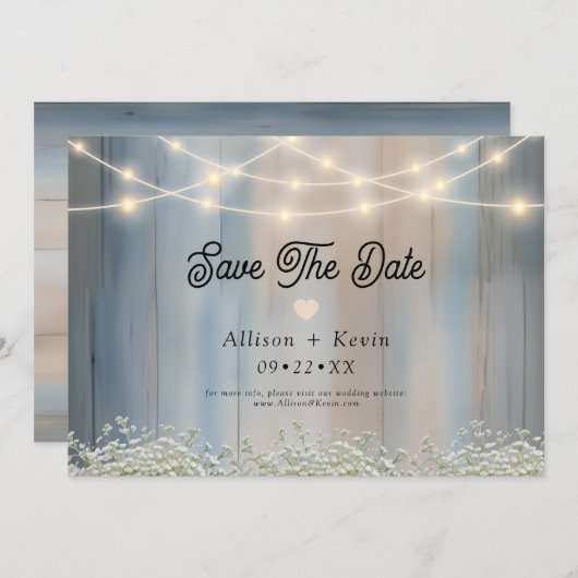 Save The Date Grange à Bois Rustique Horizontal Enregistrer la D (Devant / Derrière)